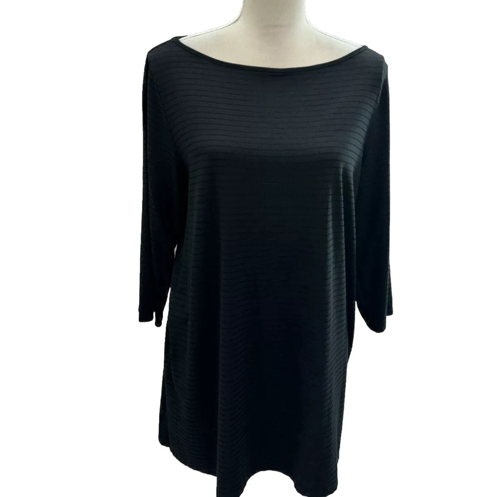 J.Jill Wearever Collection Black Ribbed Tunic Size LARGE
